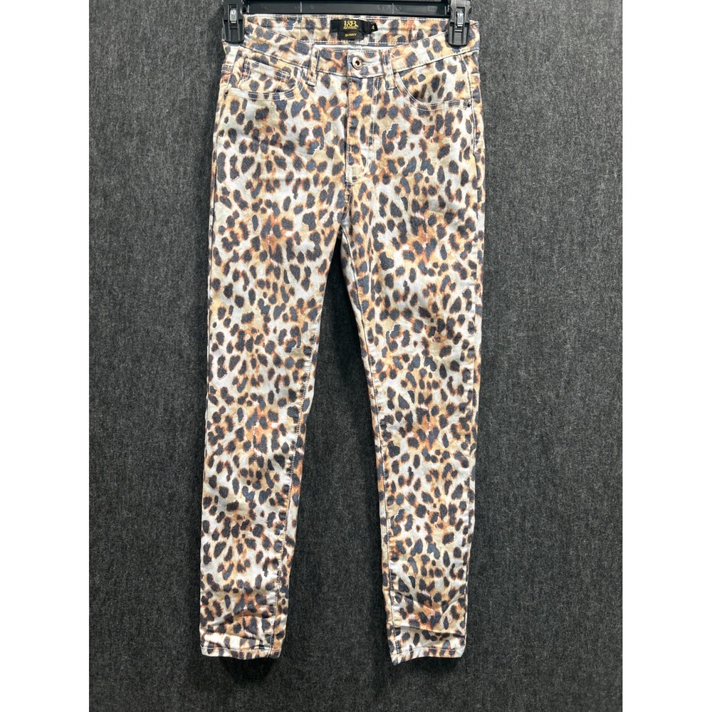 Lucky & Blessed Skinny Jeans Womens 4 Brown Leopard Animal Print Rocker Edgy